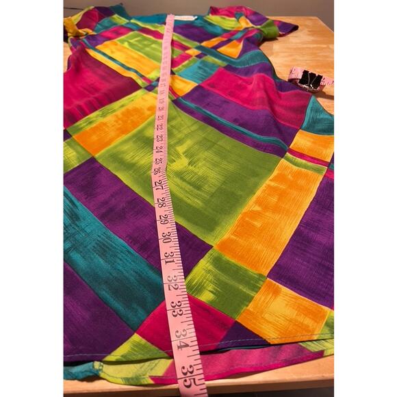 Vintage 80s 90s Abstract Bias Cut Mini Skater Dress Size S Cosplay Retro Unique - Picture 9 of 10